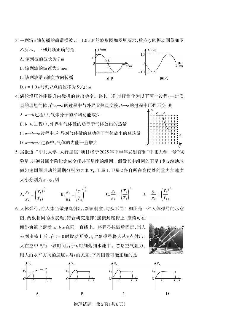 山西省思而行2025年3月高考适应性测试物理试卷（含答案）第2页