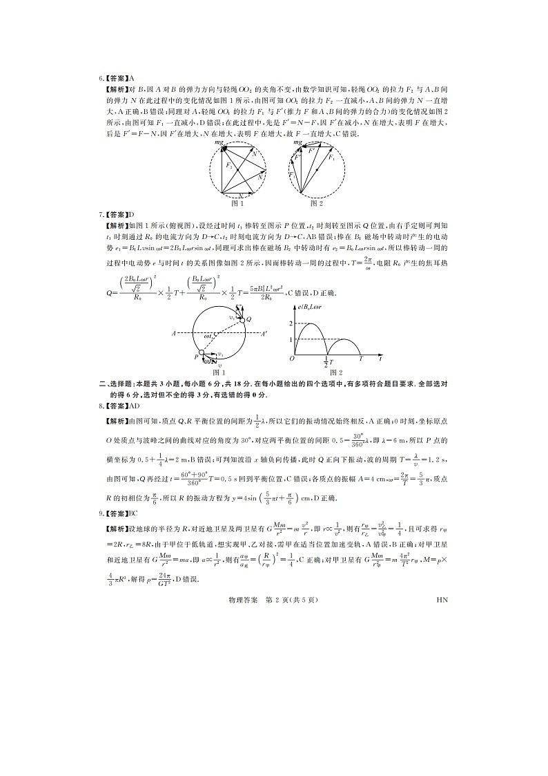 河南省金科新未来2025届高三4月一模考试物理答案第2页