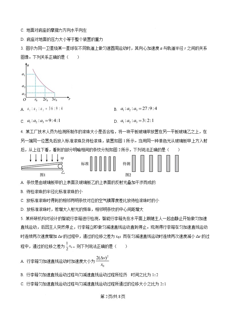 河北省金科大联考2025届高三下学期3月质量监测物理试题（原卷版）第2页