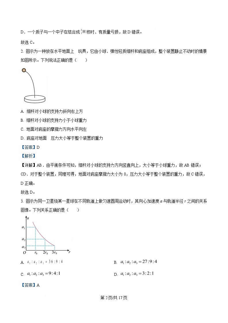 河北省金科大联考2025届高三下学期3月质量监测物理试题 Word版含解析第2页