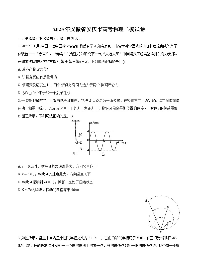 2025年安徽省安庆市高考物理二模试卷（含详细答案解析）第1页