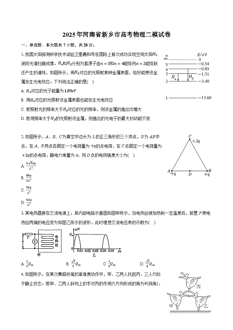 2025年河南省新乡市高考物理二模试卷（含详细答案解析）第1页