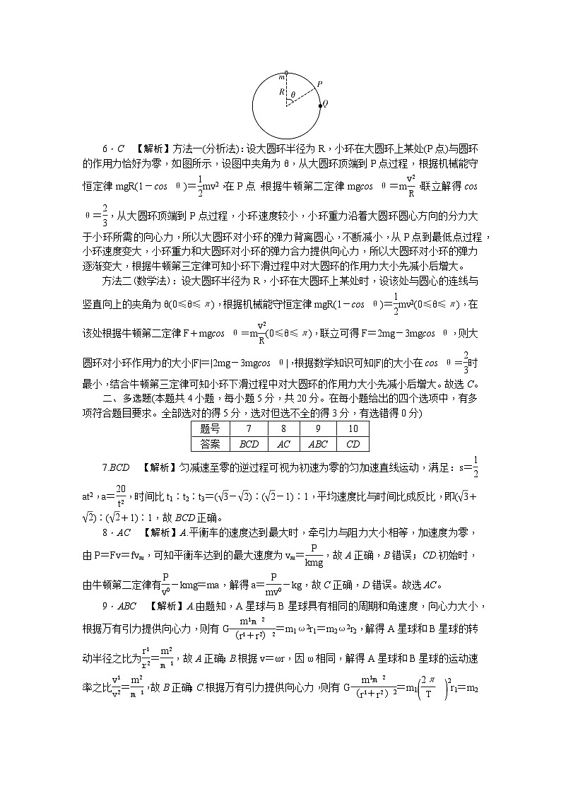 附中高一物理(2期)期中答案第2页