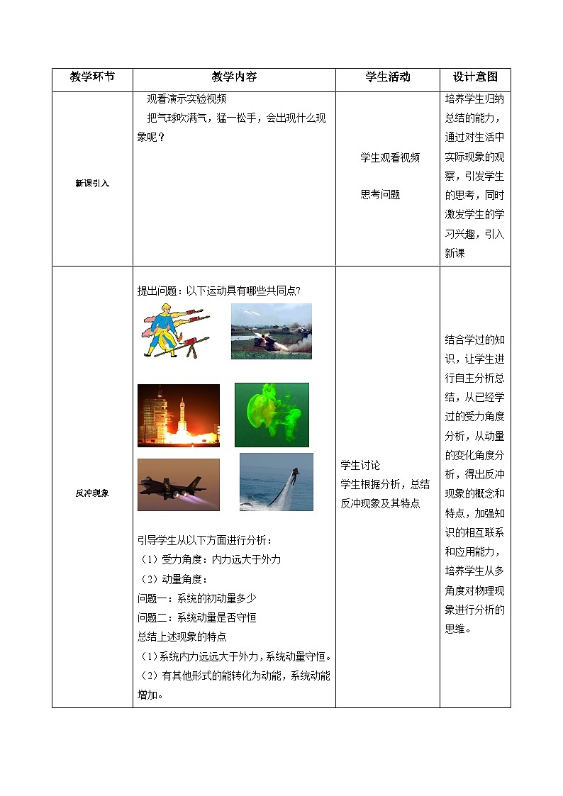 人教版高中物理选择性必修一 1-6《反冲现象 火箭》教案第2页