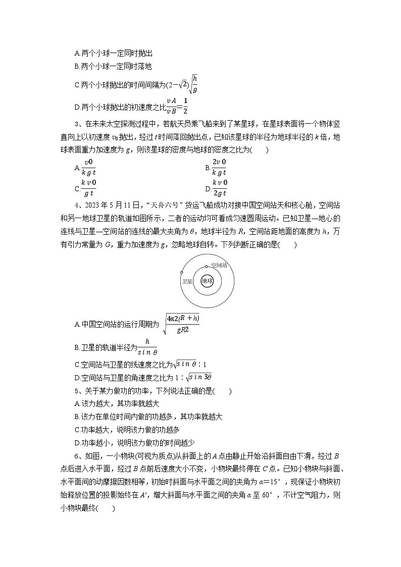 湖北省部分高中协作体2024-2025学年高一下学期4月期中联考物理试卷（含解析）第2页