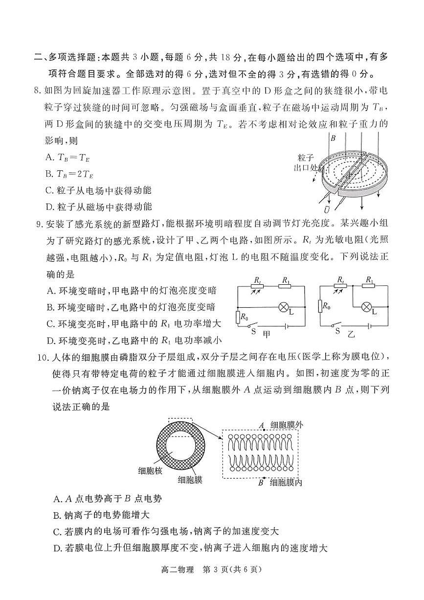 广东省湛江市2023-2024学年高二上学期1月期末 物理试卷（含答案）第3页