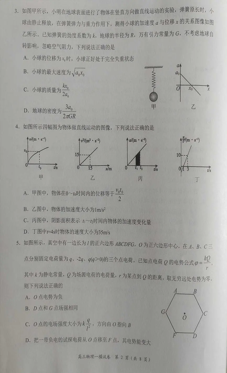 湖南省岳阳市2023-2024学年高三上学期质量监测（一）物理试卷（含答案）第2页