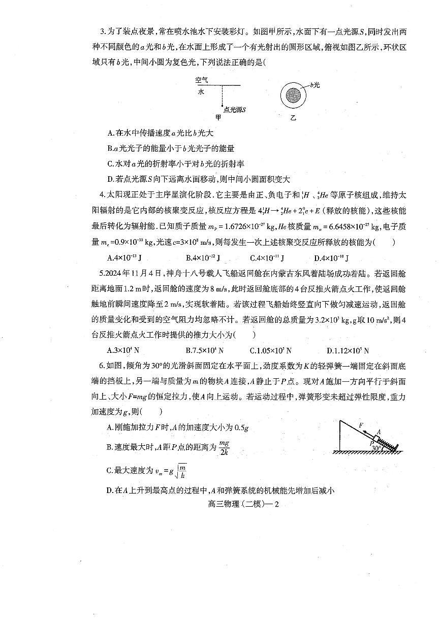 辽宁省部分协作体2025届高三下学期4月联考-物理试题+答案第2页