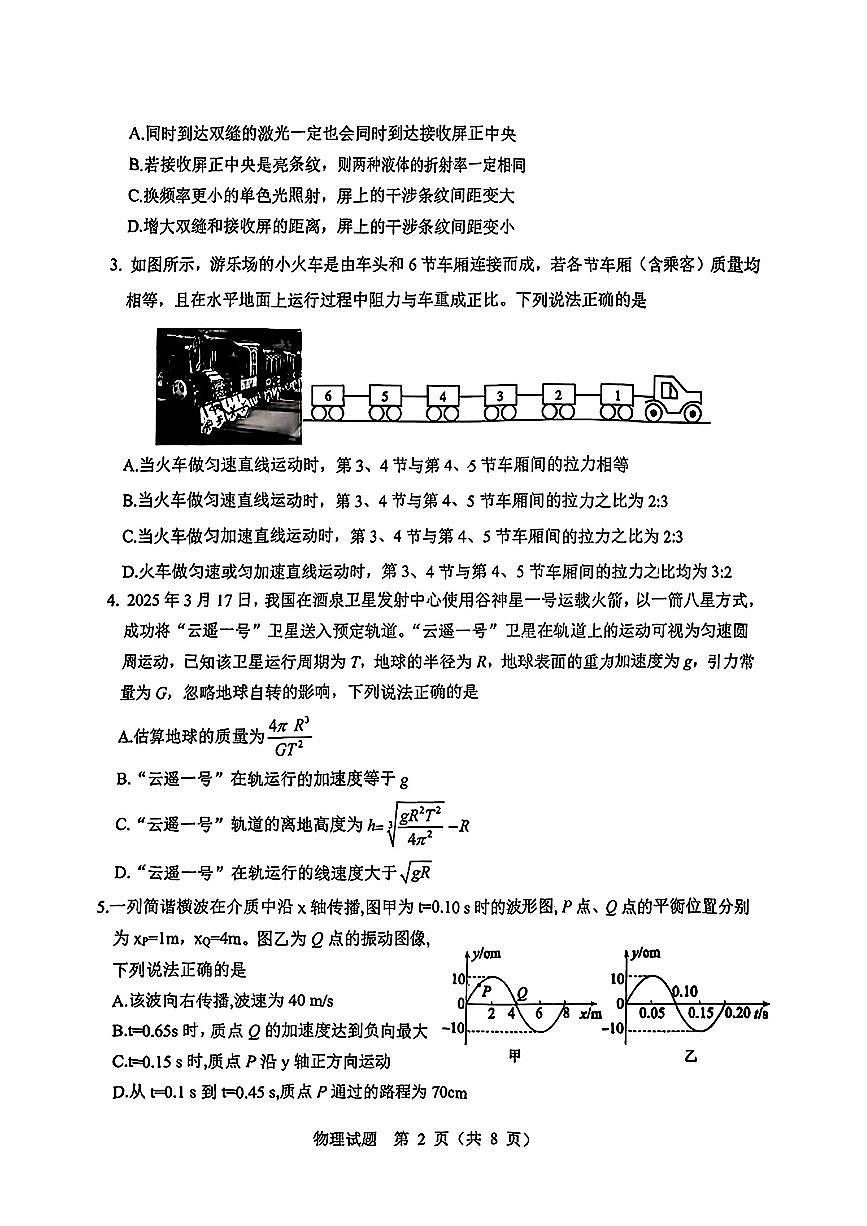 山东省泰山教育联盟2025届高三4月联考物理第2页