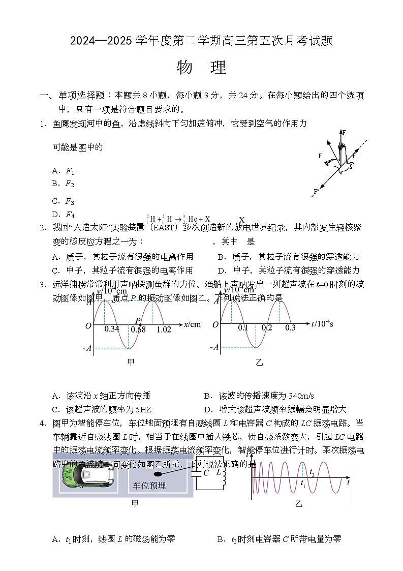 海南省文昌中学2024-2025学年高三第五次月考（4月）物理试题第1页