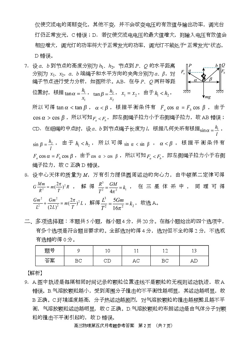 高三物理第五次月考答案（24-25第二学期）第2页