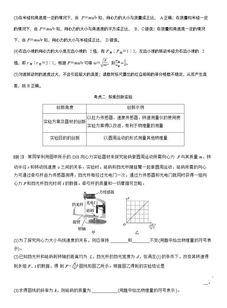 第四章　第22课时　实验六：探究向心力大小与半径、角速度、质量的关系（教师版）第3页