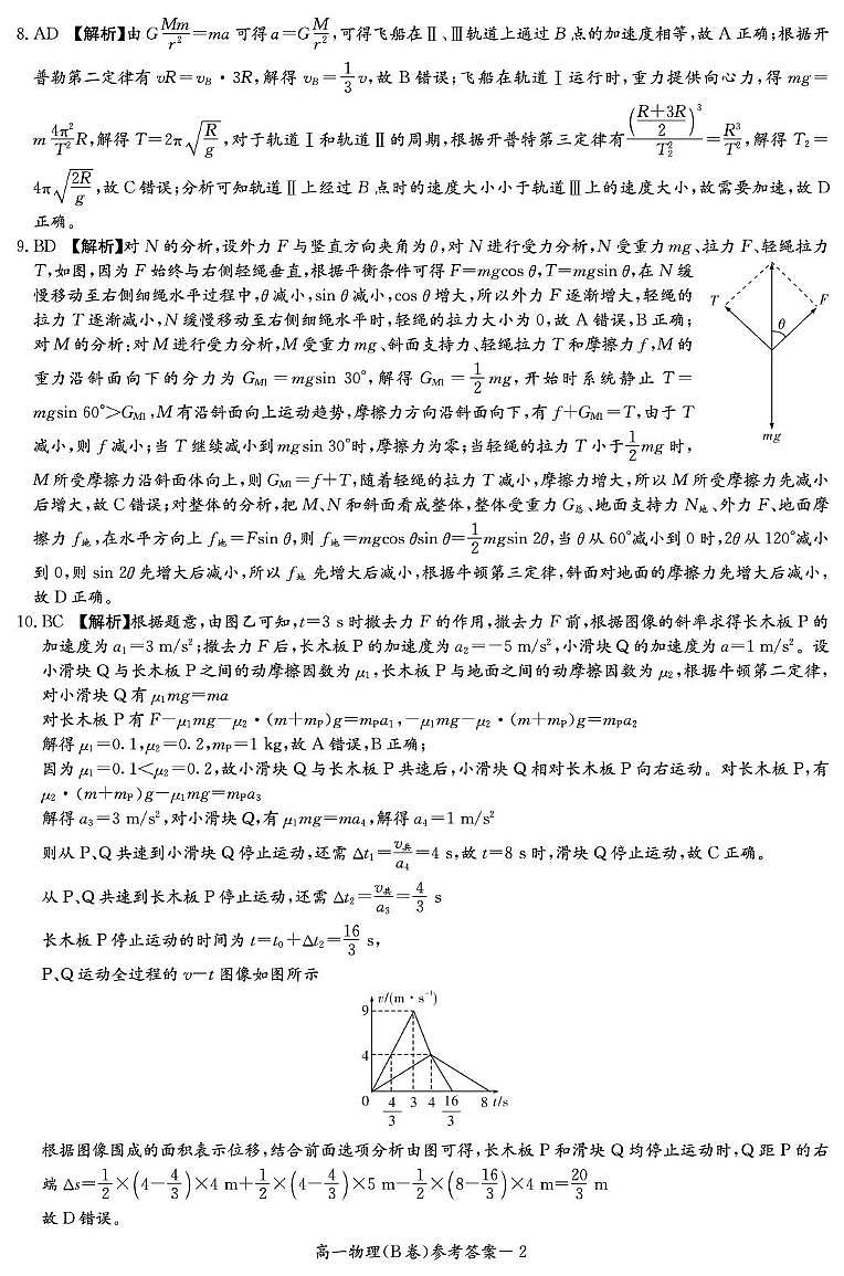 物理B答案（高一4月期中）第2页