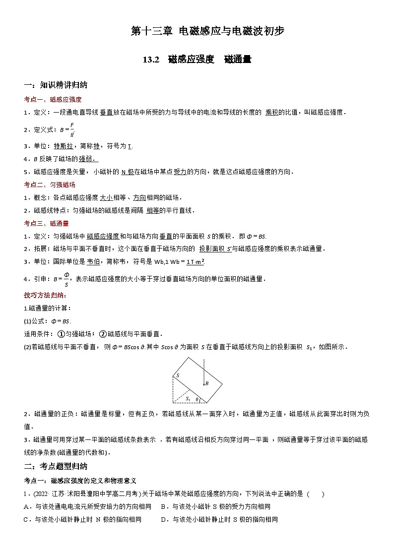 13.2 磁感应强度　磁通量-高二物理精讲与精练高分突破考点专题系列（必修第三册）第1页
