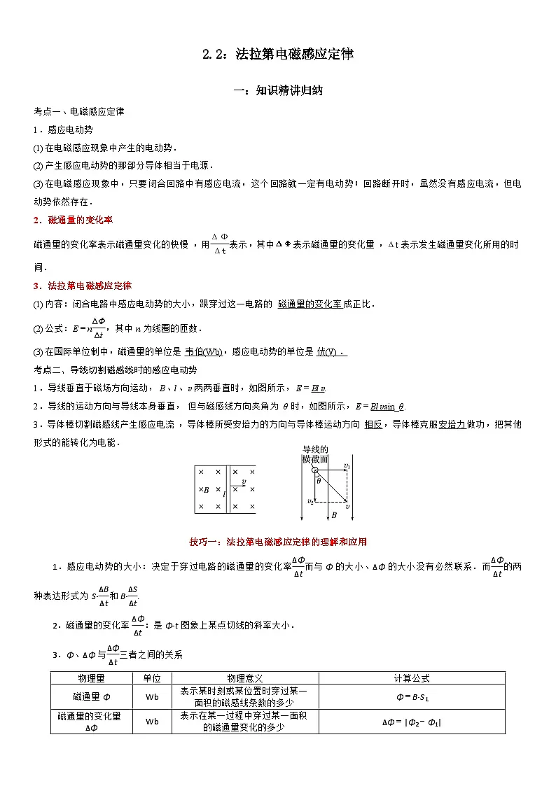 2.2 法拉第电磁感应定律-高二物理精讲与精练高分突破考点专题系列（人教版2019选择性必修第二册）第1页