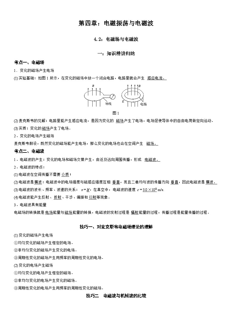 4.2 电磁场与电磁波-高二物理精讲与精练高分突破考点专题系列（人教版2019选择性必修第二册）第1页