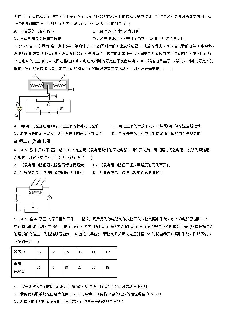 5.1-5.2 认识传感器、常见传感器的工作原理及应用-高二物理精讲与精练高分突破考点专题系列（人教版2019选择性必修第二册）第2页