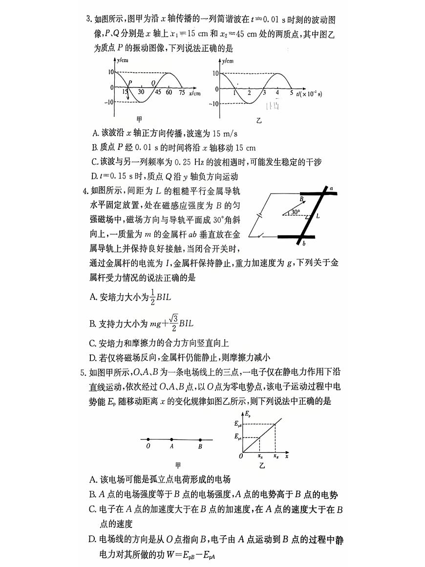炎德英才2025春高二期中联考物理试题A第2页