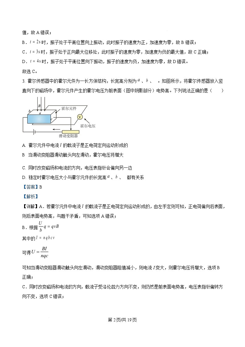 湖南省长沙市雅礼集团2024-2025学年高二下学期3月月考物理试卷 Word版含解析第2页