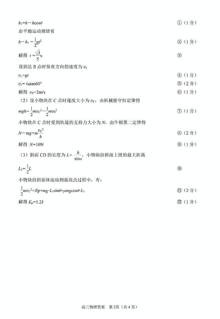 泉州市2025届高中毕业班适应性练习卷物理试题含答案第2页