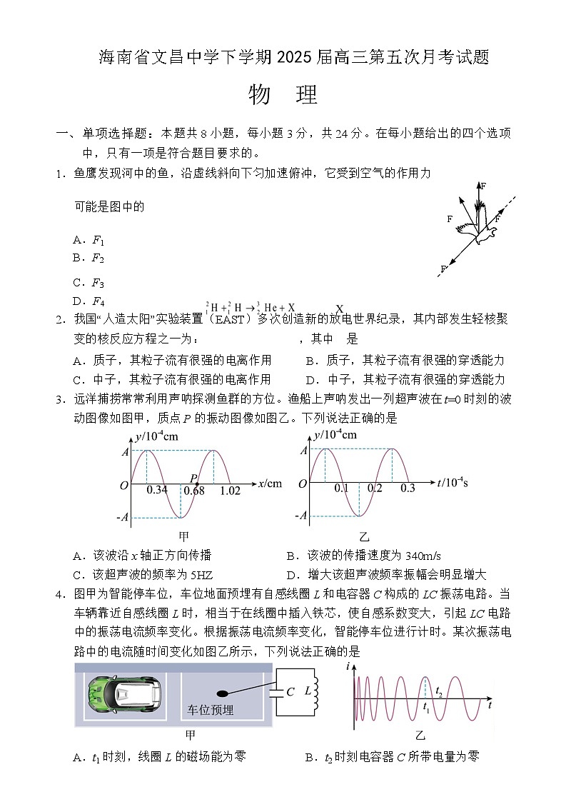 2025届海南省文昌市文昌中学高三下学期第五次月考（4月）物理试题 （解析版）第1页