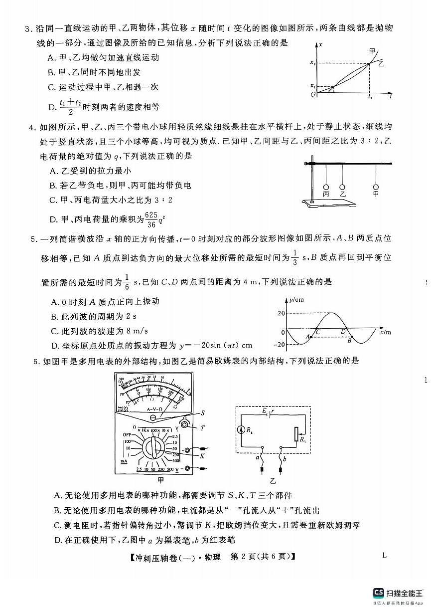 物理丨2025年普通高校招生考试冲刺压轴卷(一)物理试卷及答案第2页