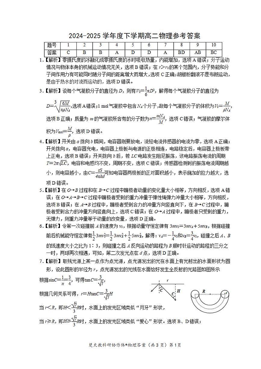 高二物理答案第1页