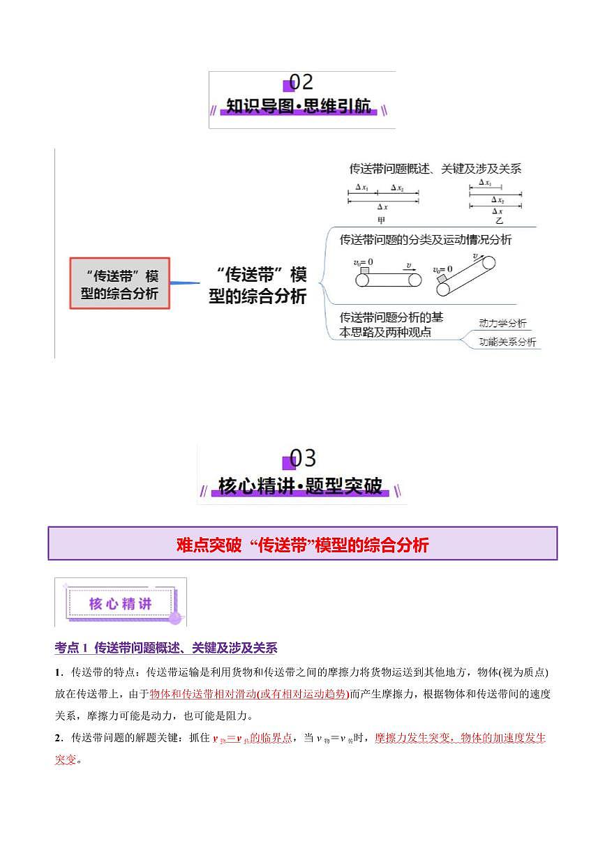 2025年高考物理二轮复习讲练测（新高考通用）微专题二 “传送带”模型的综合分析（讲义）（原卷版）第3页