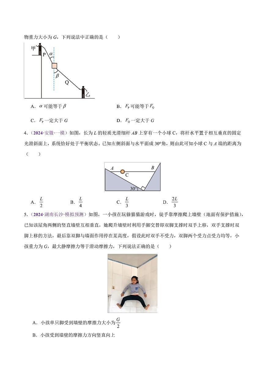 2025年高考物理二轮复习讲练测（新高考通用）专题01 力与物体的平衡（练习）（原卷版）第3页
