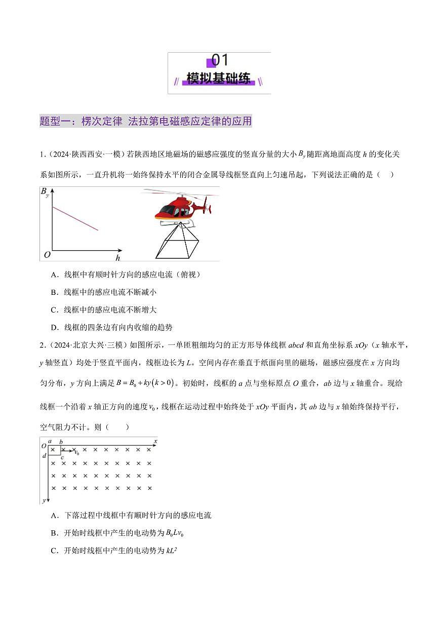 2025年高考物理二轮复习讲练测（新高考通用）专题13 电磁感应（练习）（原卷版）第2页