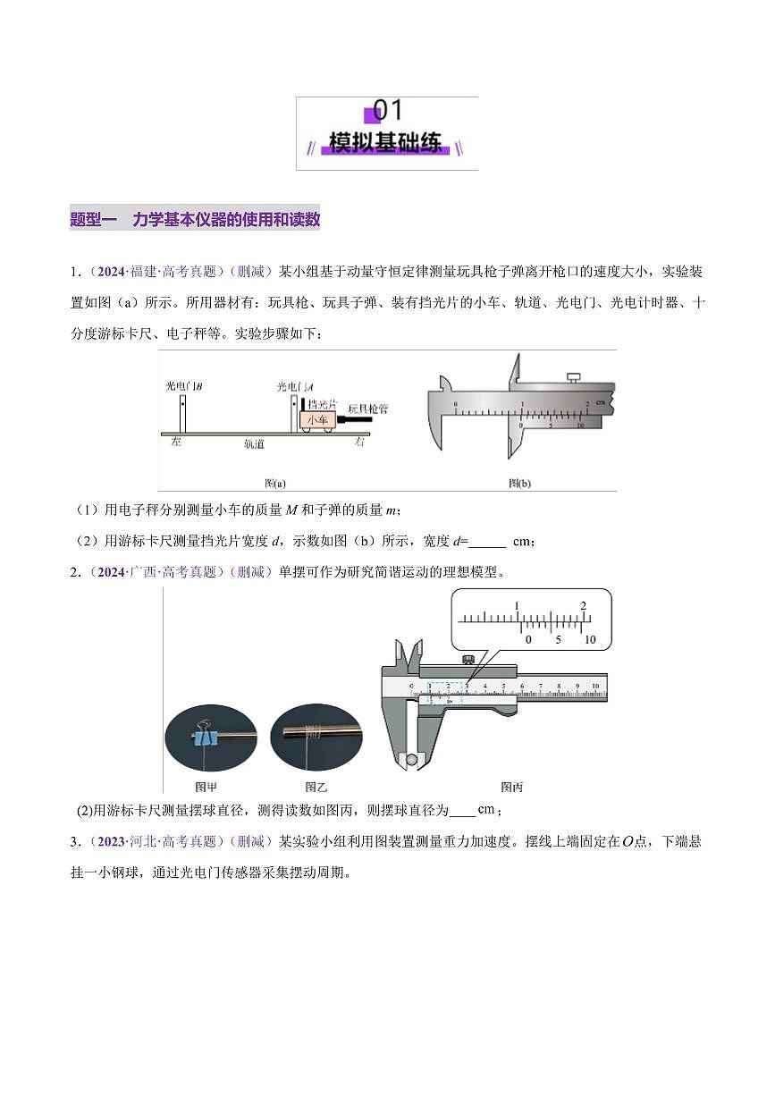 2025年高考物理二轮复习讲练测（新高考通用）专题19 力学实验（练习）（原卷版）第2页