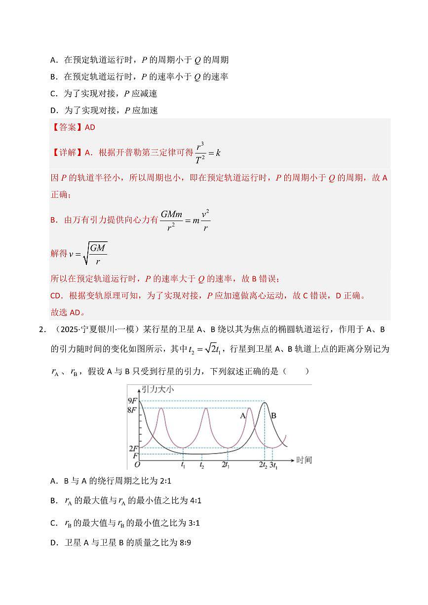 2025年高考物理一模试题分类汇编（新高考通用）专题05 万有引力与航天（解析版）第2页