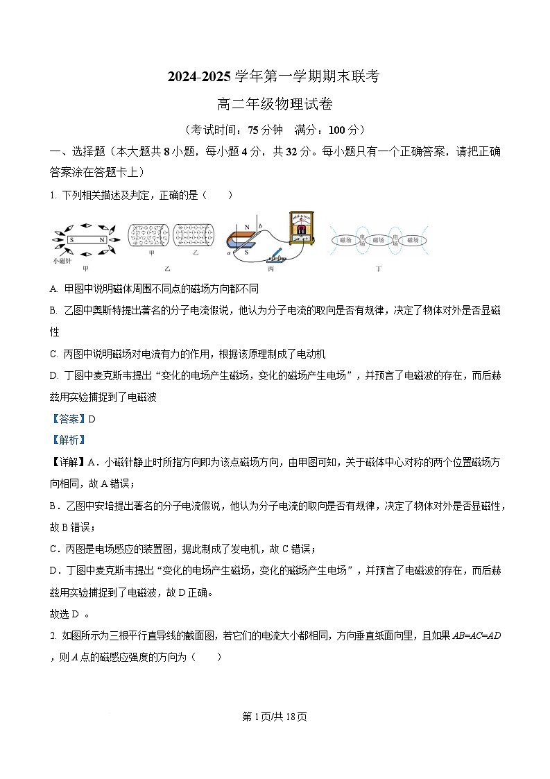 安徽省合肥市六校联盟2024-2025学年高二上学期期末考试物理试卷 Word版含解析第1页