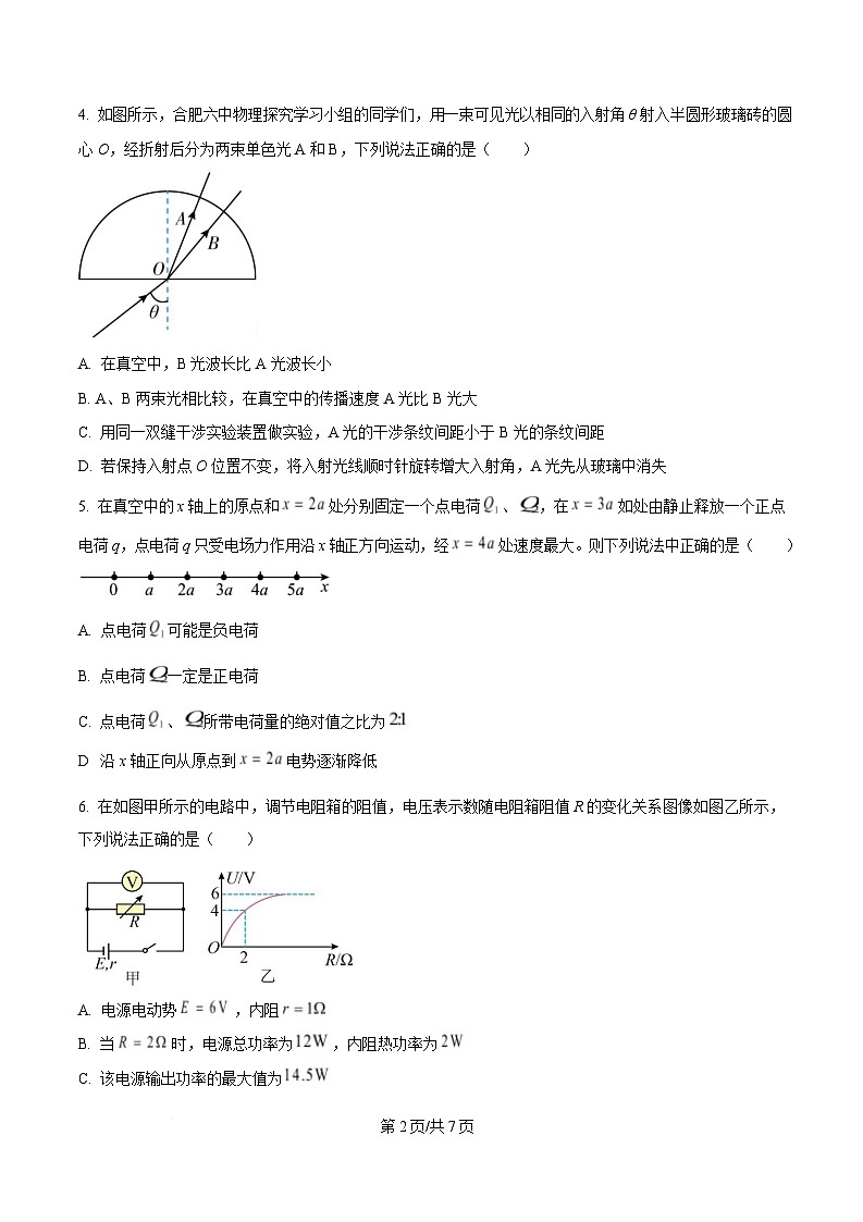 安徽省合肥市第六中学2024-2025学年高二上学期期末物理试题（原卷版）第2页