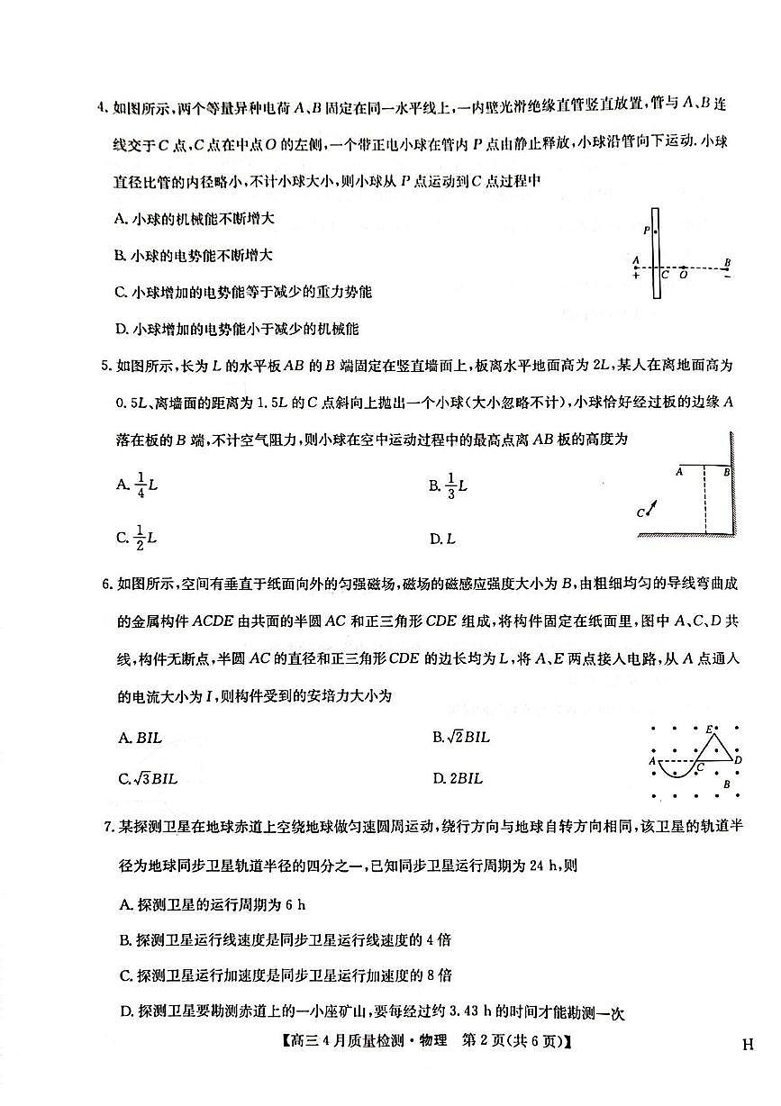 高三物理试卷第2页