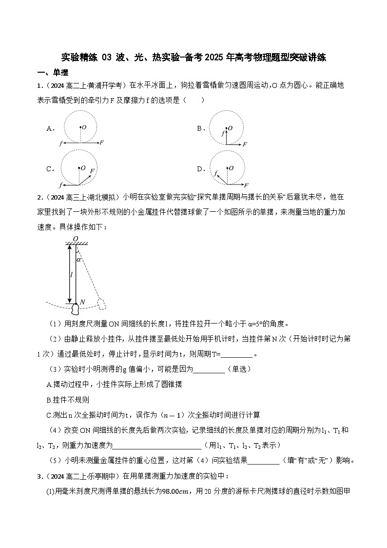 实验精练 03 波、光、热实验-备考2025年高考物理题型突破讲练(学生版)第1页