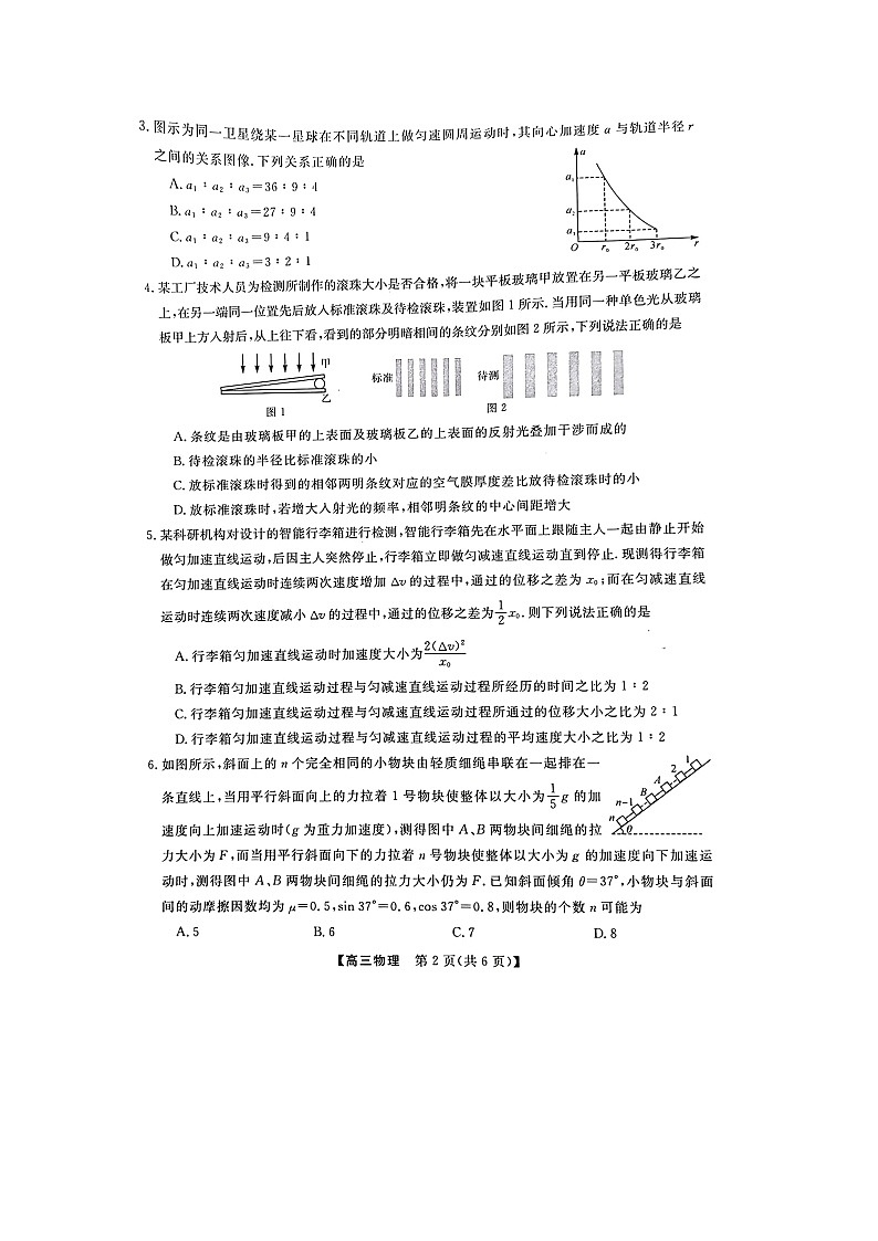 河北省金科大联考2024-2025学年高三下学期3月质量监测（图片版）物理试卷第2页