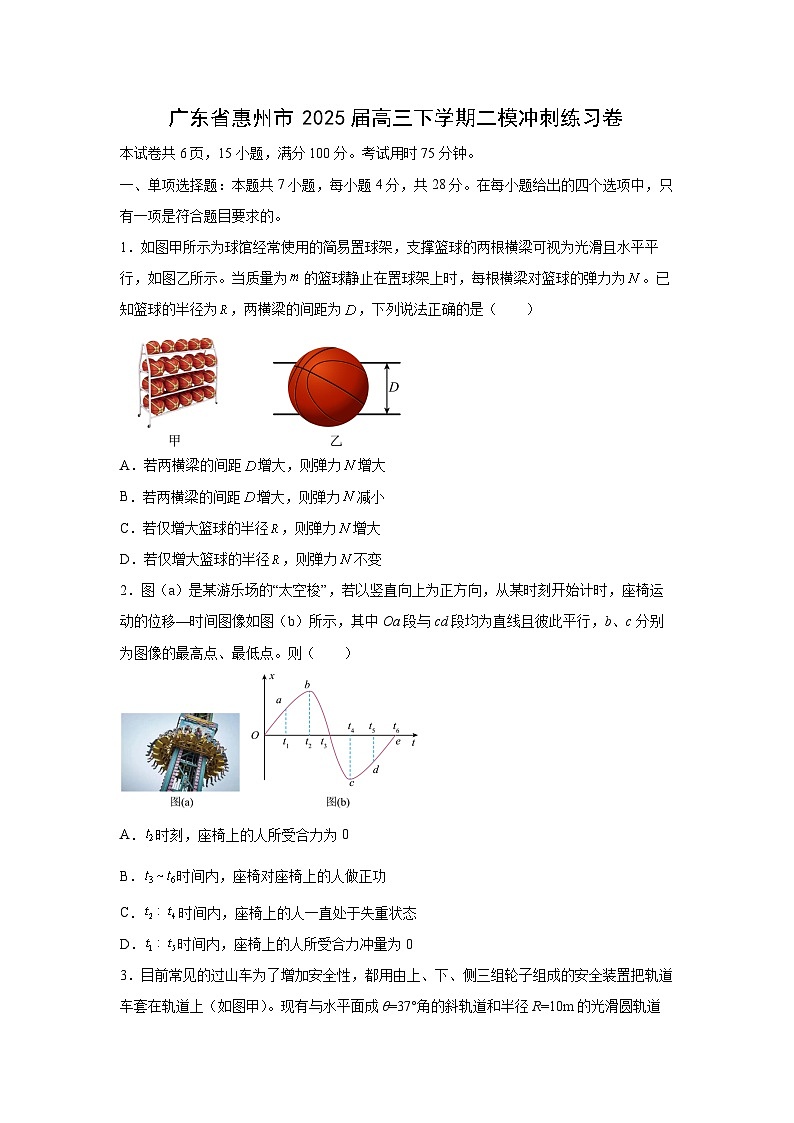 广东省惠州市2025届高三下学期二模冲刺练习卷物理试卷（解析版）第1页