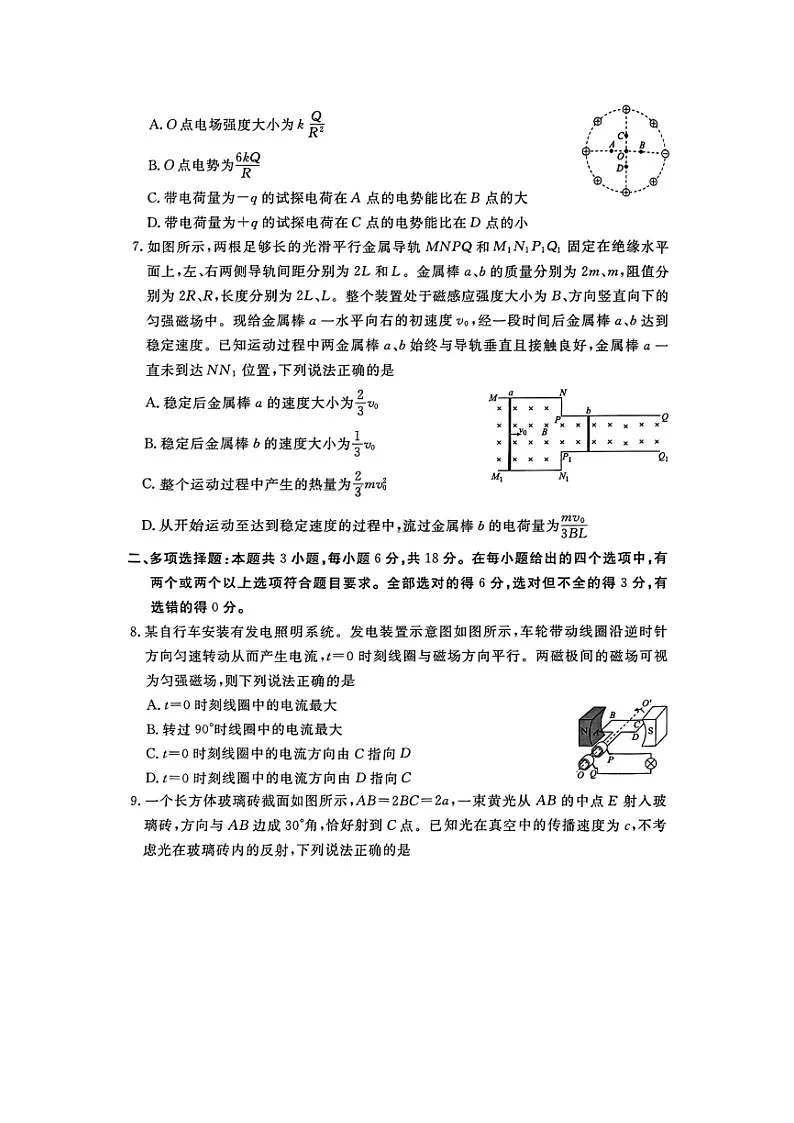 2025届河北省保定市部分示范高中高三下学期一模（图片版）物理试卷第3页