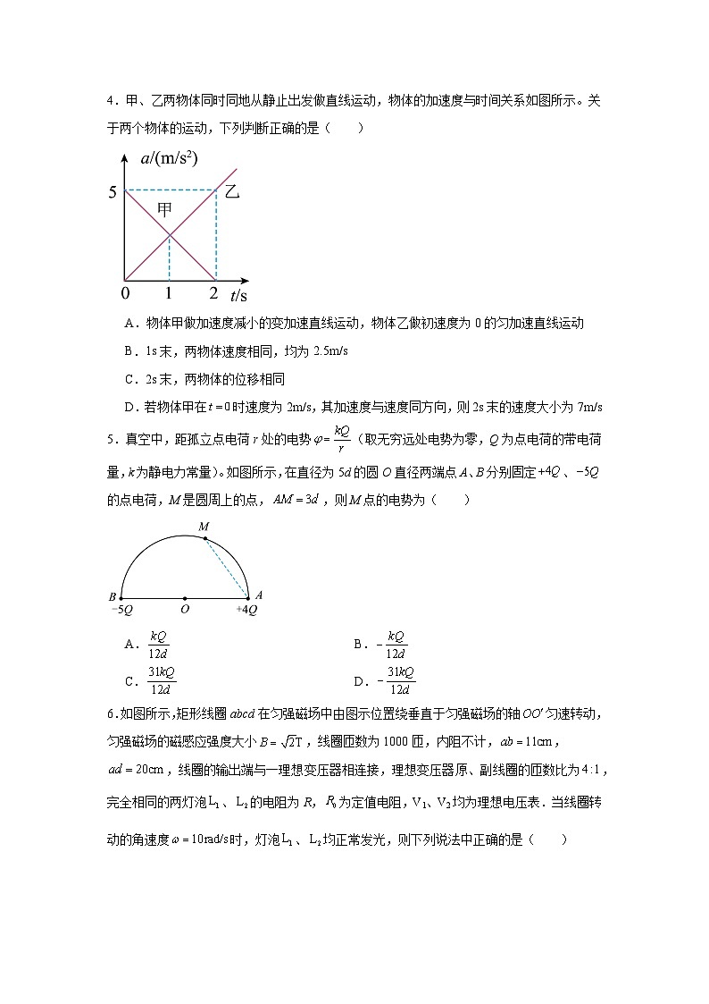 2025届河南省H20高中联盟高三下学期4月联考物理试卷（附答案解析）第2页