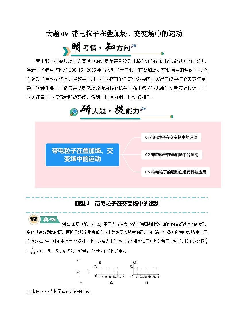 大题09 带电粒子在叠加场、交变场中的运动（解析版）第1页