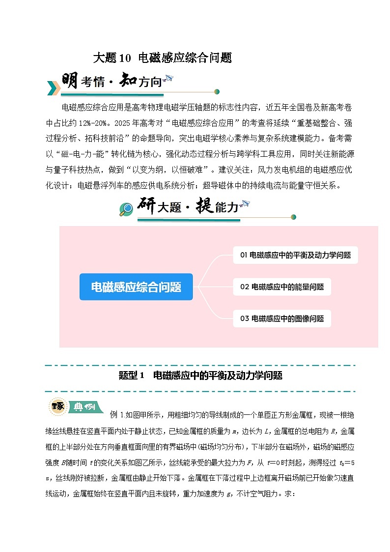 大题10 电磁感应综合问题（解析版）第1页