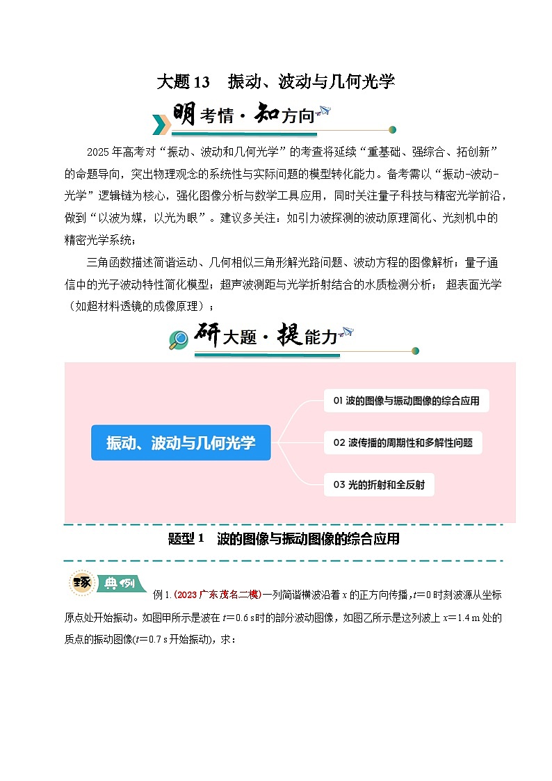 大题13 振动、波动与几何光学（解析版）第1页