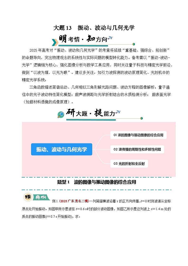大题13 振动、波动与几何光学（原卷版）第1页