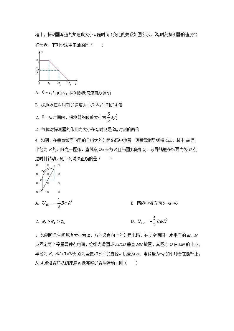 2025届湖南省普通高中名校高三下学期第一次模拟考试物理试卷第2页