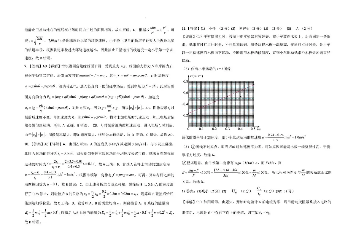 河北衡水中学2025届高三下学期一模物理答案第2页