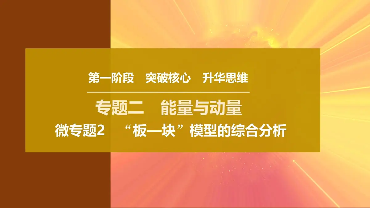2025年高考物理二轮专题复习课件 07 第一阶段 专题二 微专题2 “板—块”模型的综合分析第1页