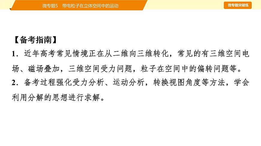 2025年高考物理二轮专题复习课件 13 第一阶段 专题三 微专题5 带电粒子在立体空间中的运动第2页