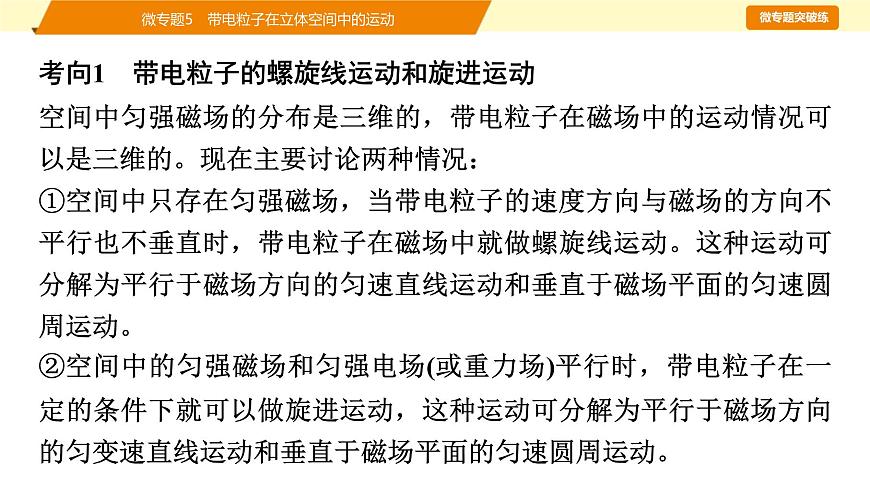 2025年高考物理二轮专题复习课件 13 第一阶段 专题三 微专题5 带电粒子在立体空间中的运动第3页