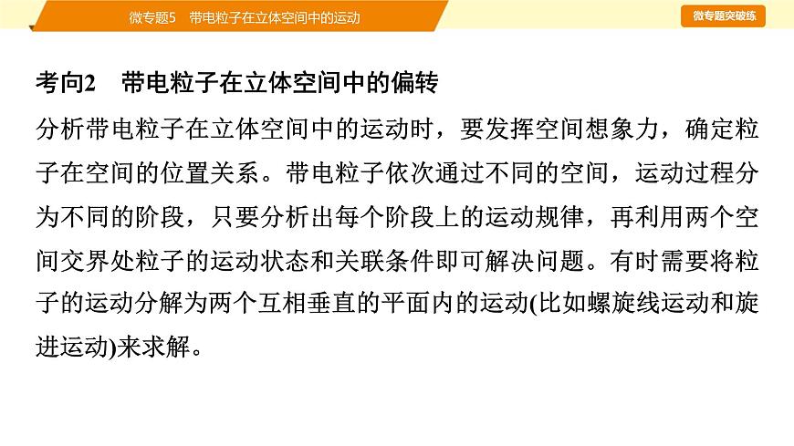2025年高考物理二轮专题复习课件 13 第一阶段 专题三 微专题5 带电粒子在立体空间中的运动第7页